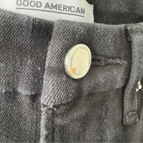 Good American Good Legs Black Skinny Jeans silver sparkle Side Stripes stretch 6 - Picture 8 of 13